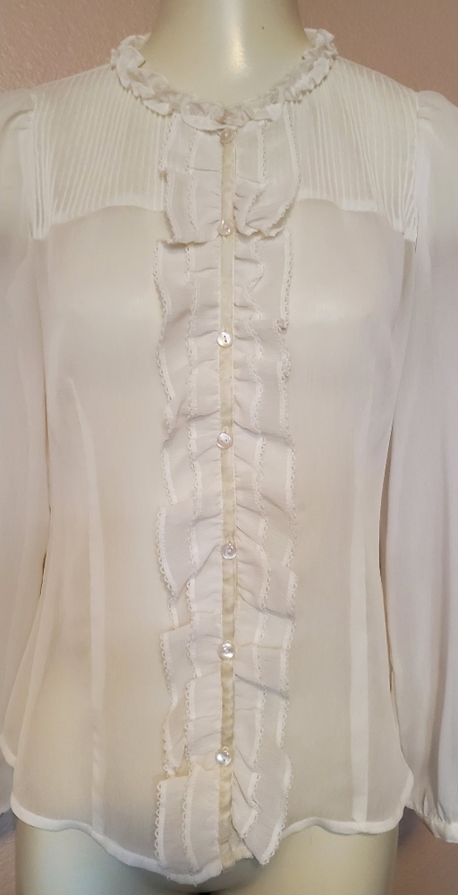 Ann Taylor LOFT Sheer Button Up Blouse SZ-6P